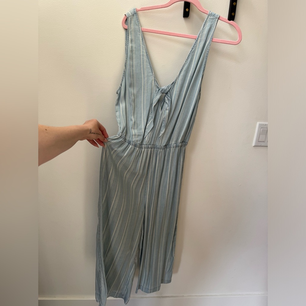 GF collection, baby blue low front and back, romper, wide leg, size: 8